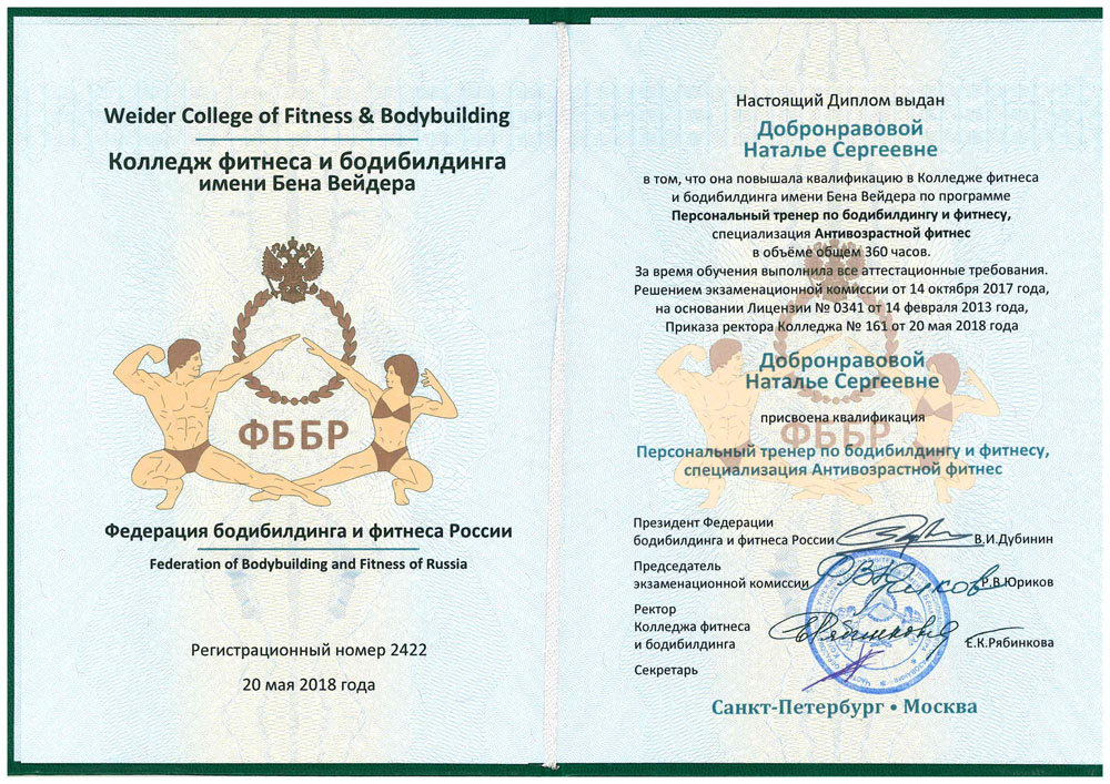 Диплом персонального тренера