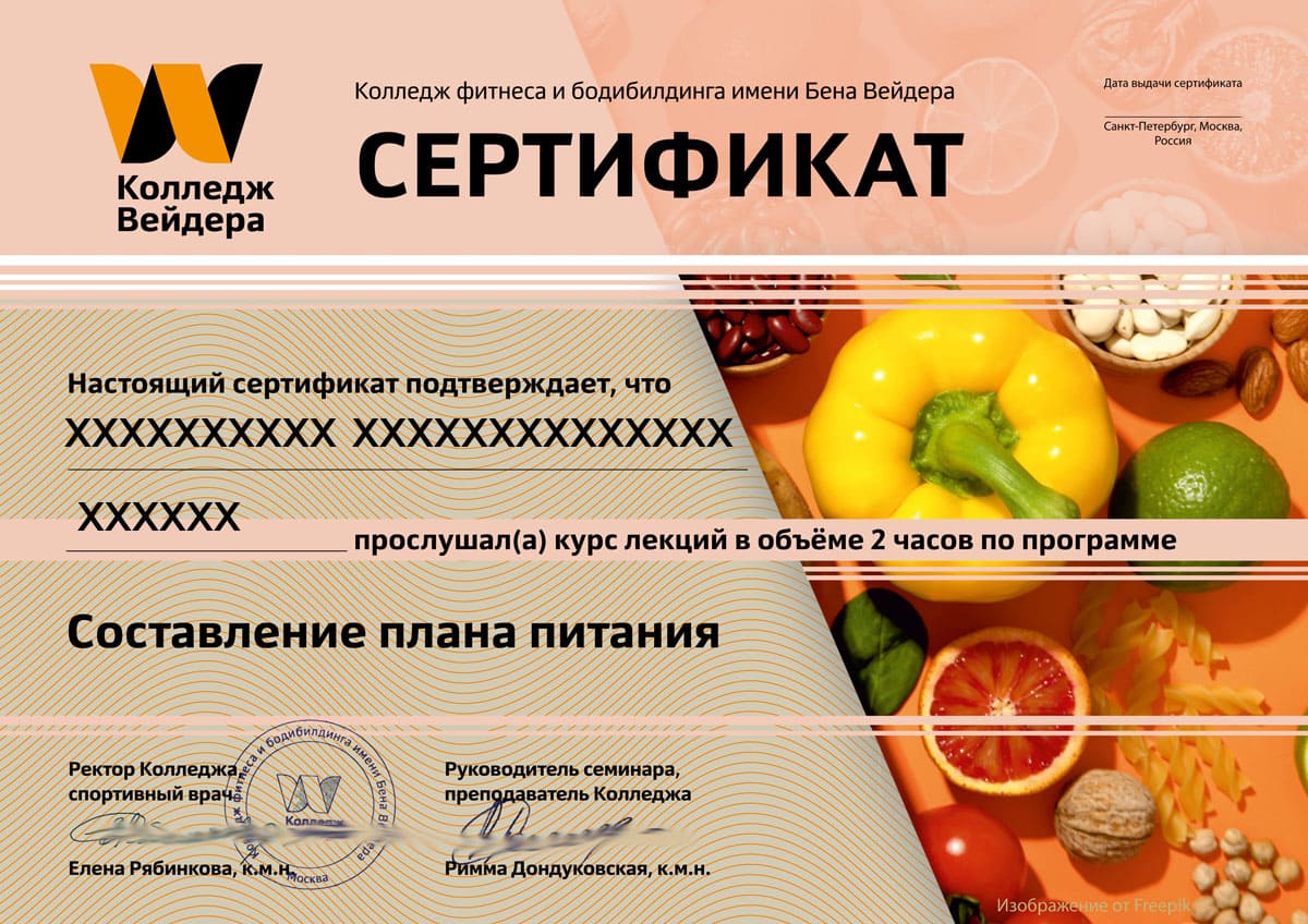 Как правильно составить план питания — обучение в Колледже Вейдера